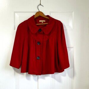 Notations Retro Red Bolero Swing Jacket with Large Black Buttons Size XL